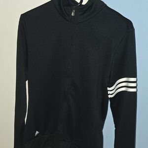 adidas Black Track Jacket with White Three-Stripe Sleeve